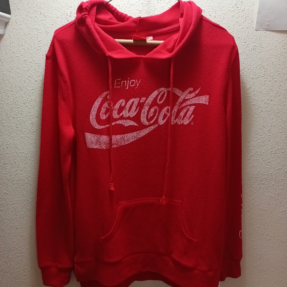 Coca Cola Fleece Hoodie with kangaroo Pockets. Size Small